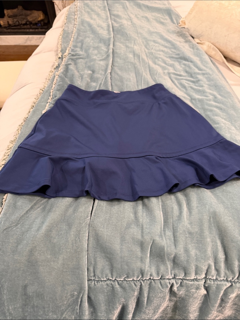 Tommy Bahama Navy Ruffle Hem Skater Skirt